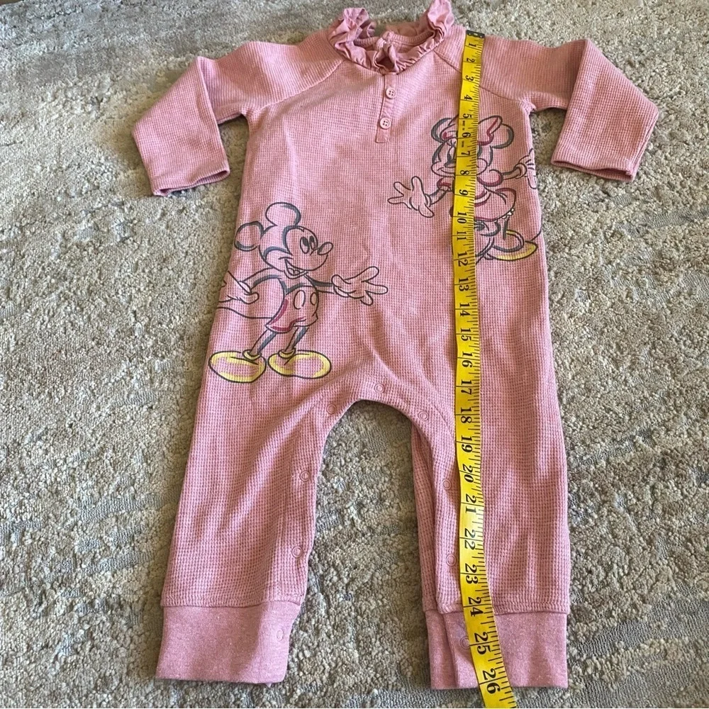 Disney Baby Girl Mickey Minnie Mouse Romper Waffle Cotton Snap Legs Pink: 24m